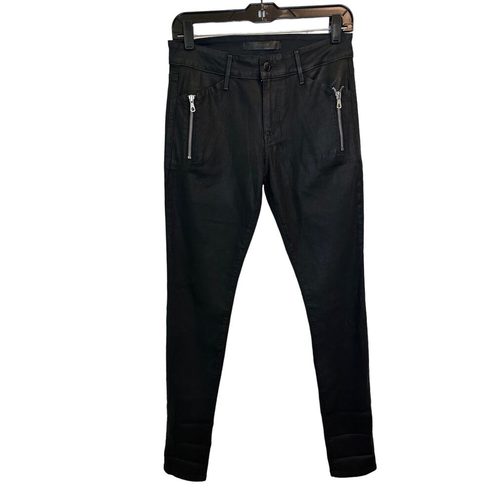 Joe's Coated Skinny Jeans Women's Size 28 Black with Zipper Pockets
